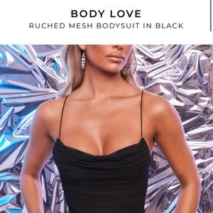 Oh Polly ruched black bodysuit